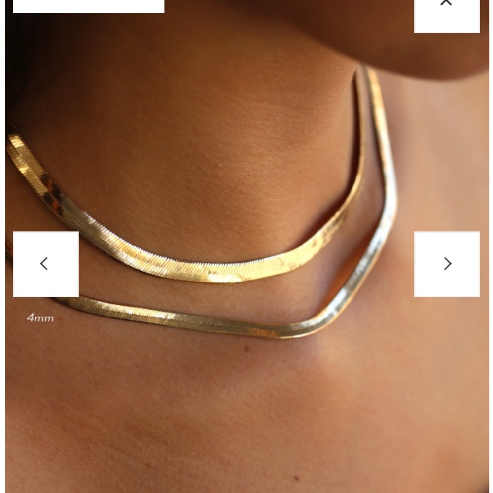 Set and stones thick herringbone 5.5 mm 16” gold chain - clea necklace